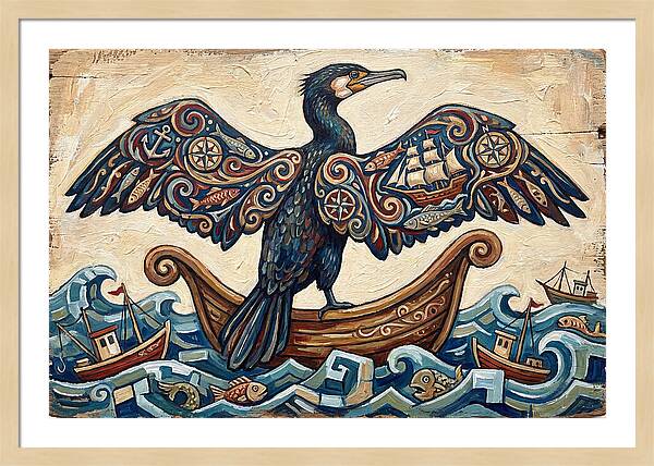 Cormorant With Nautical Themes
