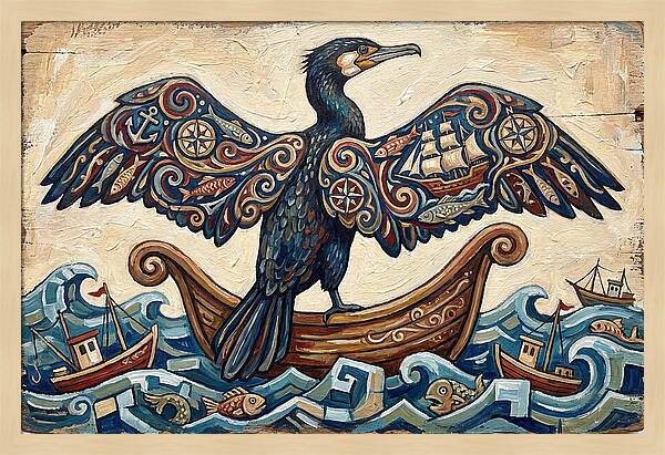 Cormorant With Nautical Themes