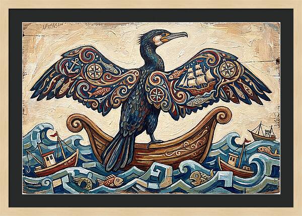 Cormorant With Nautical Themes