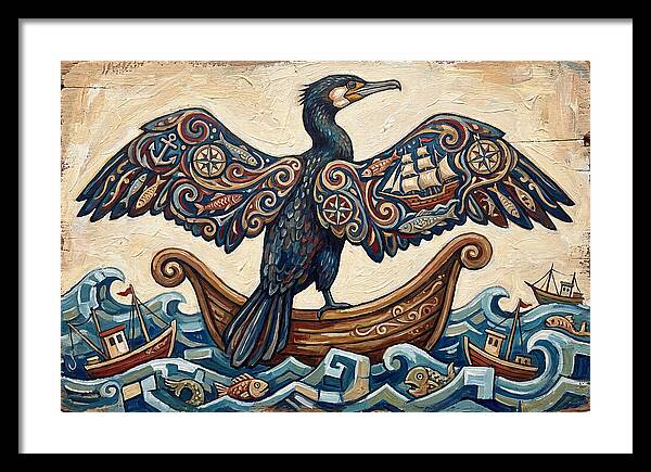 Cormorant With Nautical Themes