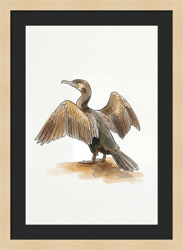 Cormorant With Wings Spread