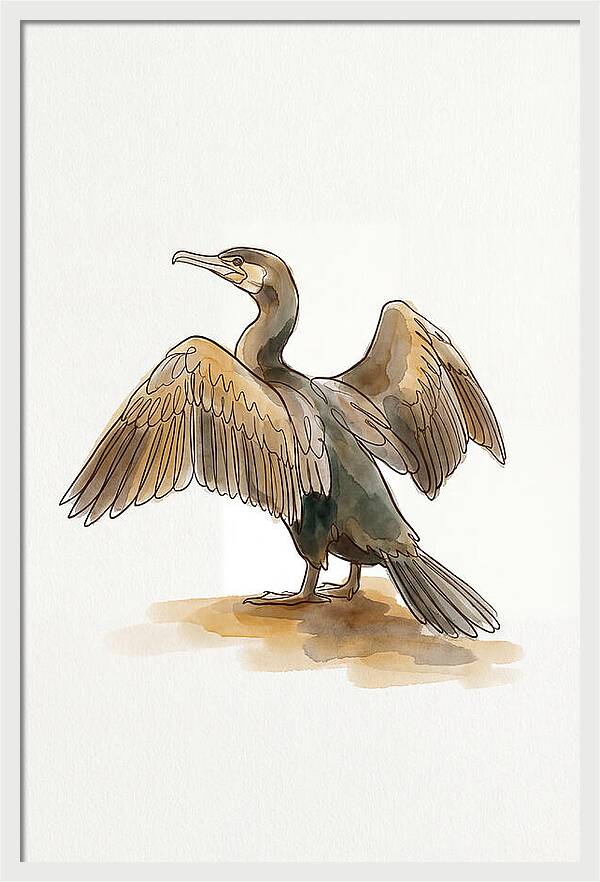 Cormorant With Wings Spread