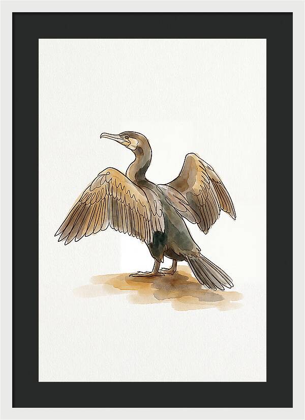 Cormorant With Wings Spread