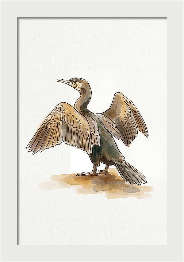 Cormorant With Wings Spread