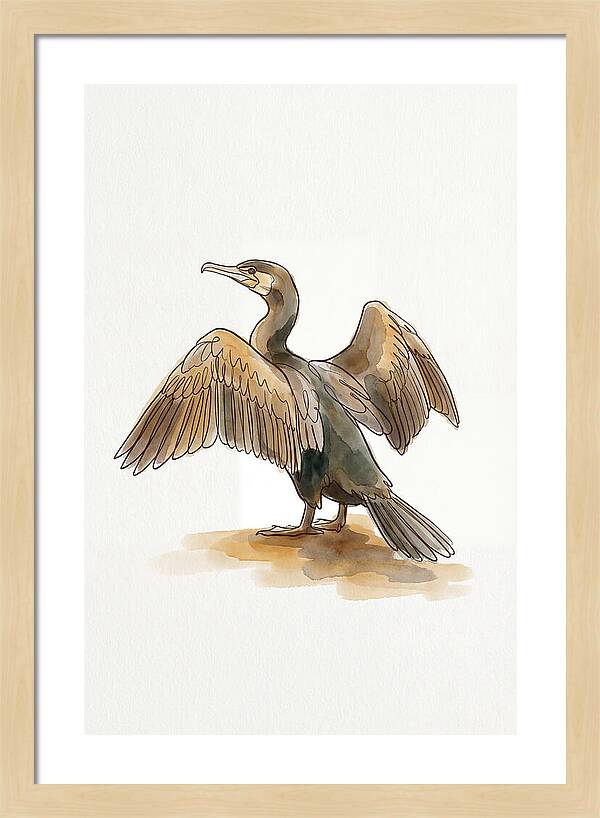 Cormorant With Wings Spread