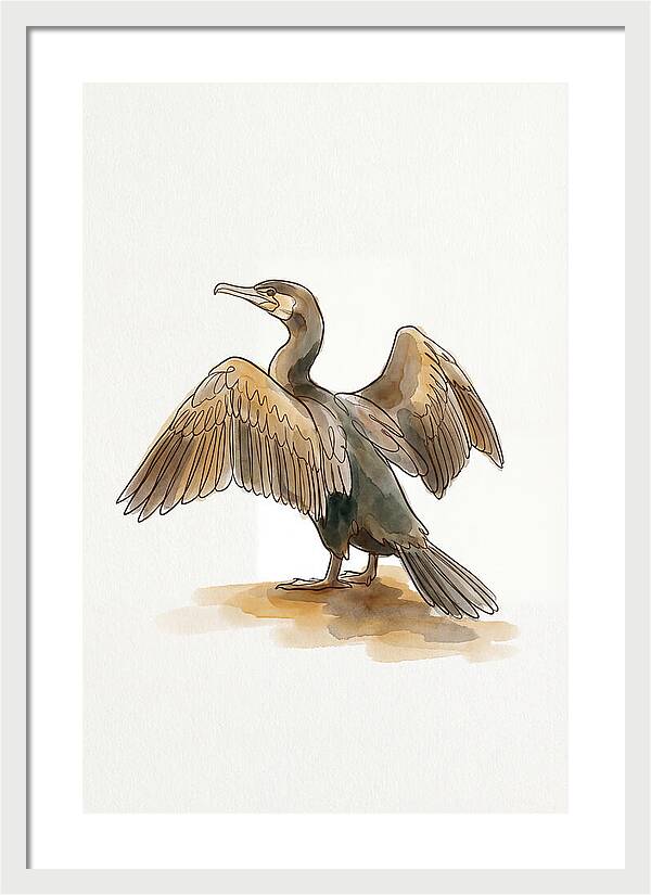 Cormorant With Wings Spread