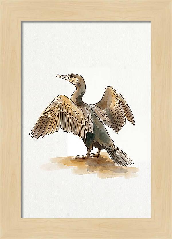 Cormorant With Wings Spread