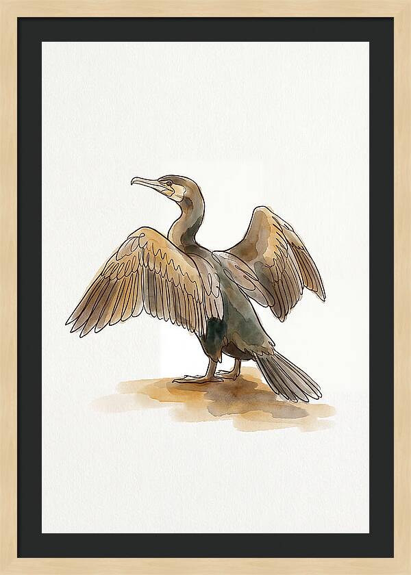Cormorant With Wings Spread