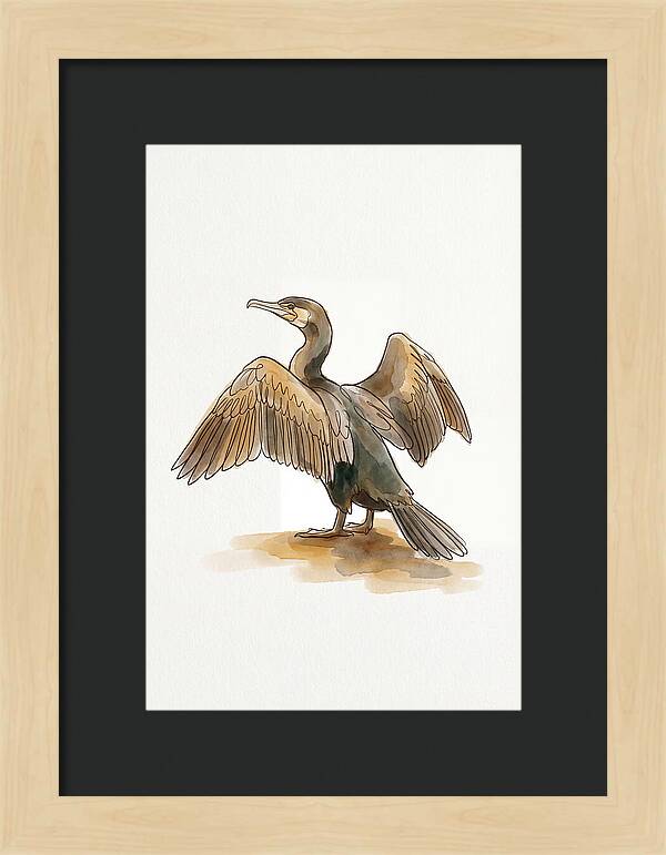 Cormorant With Wings Spread