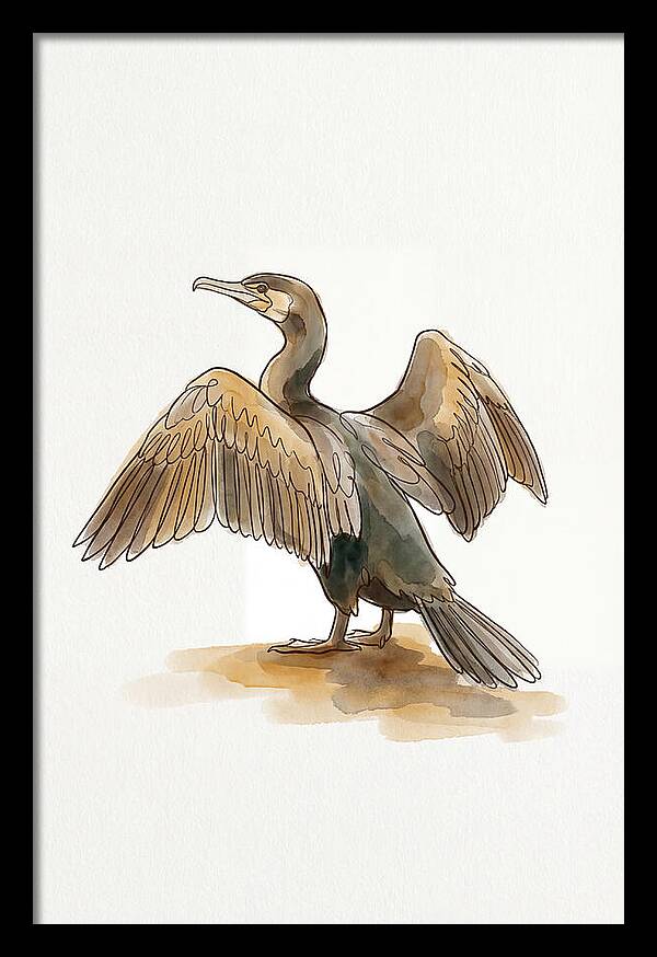 Cormorant With Wings Spread