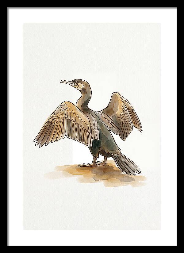 Cormorant With Wings Spread