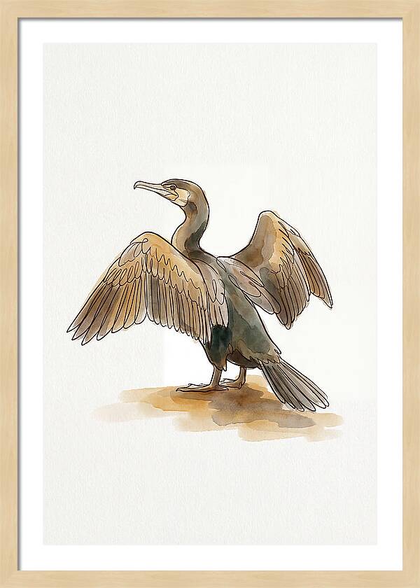 Cormorant With Wings Spread