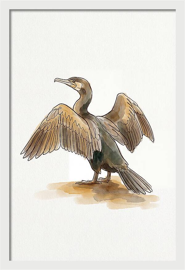 Cormorant With Wings Spread