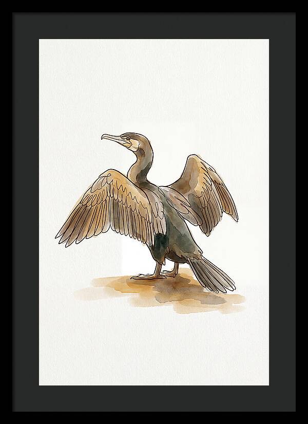 Cormorant With Wings Spread