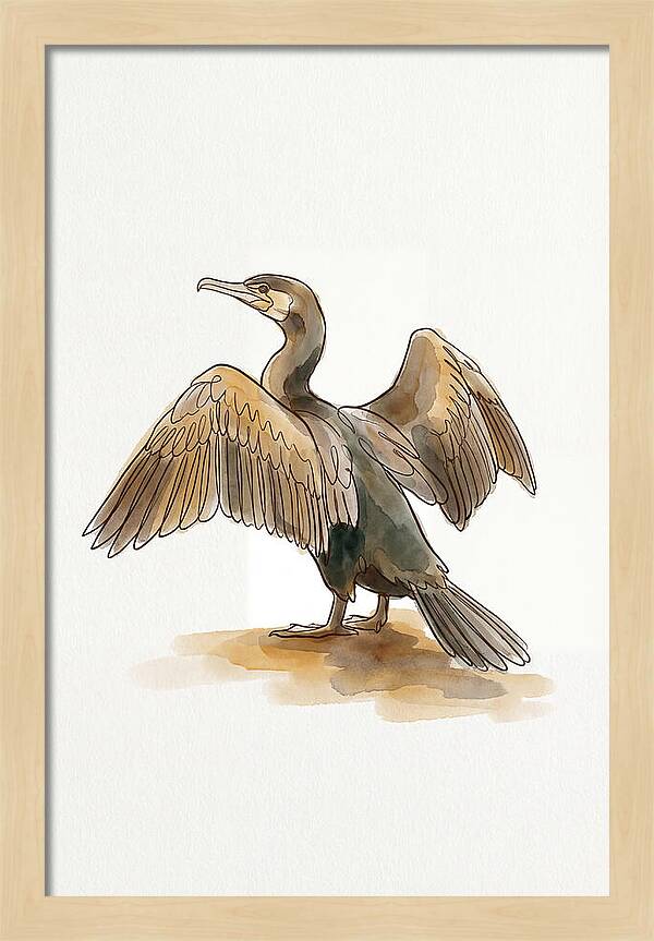 Cormorant With Wings Spread