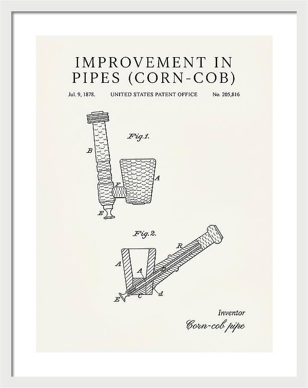 Corn Cob Pipe Minimalist Patent Us205816a