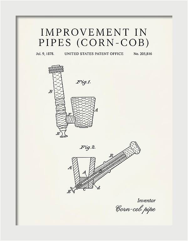 Corn Cob Pipe Minimalist Patent Us205816a