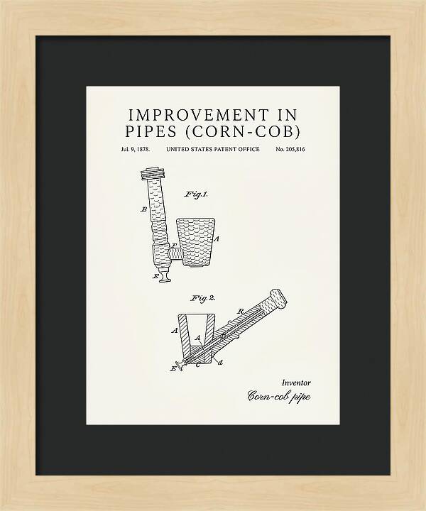 Corn Cob Pipe Minimalist Patent Us205816a