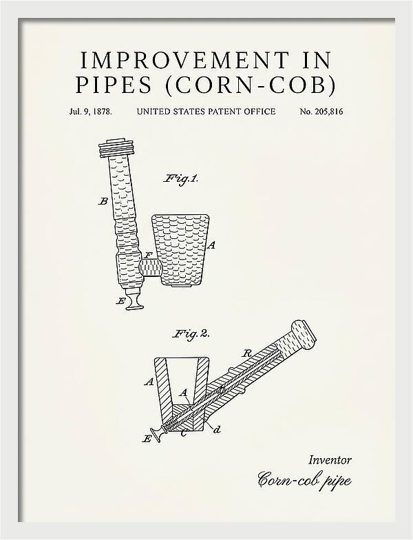 Corn Cob Pipe Minimalist Patent Us205816a