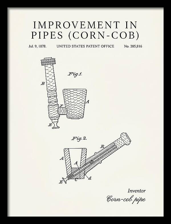 Corn Cob Pipe Minimalist Patent Us205816a
