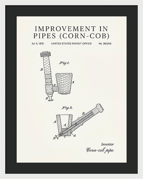 Corn Cob Pipe Minimalist Patent Us205816a