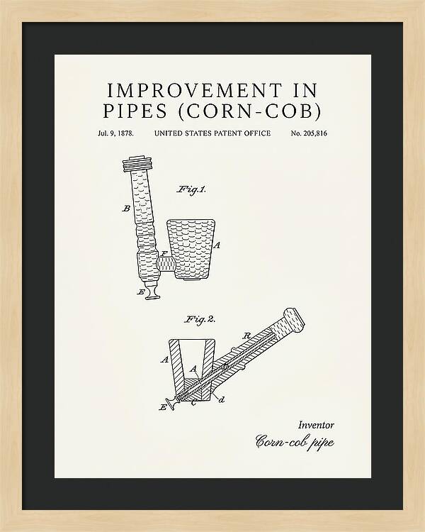 Corn Cob Pipe Minimalist Patent Us205816a