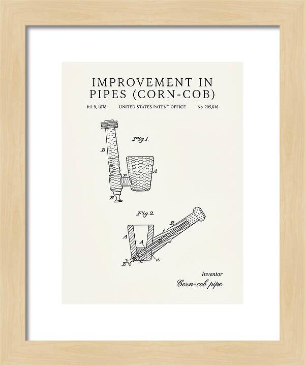 Corn Cob Pipe Minimalist Patent Us205816a
