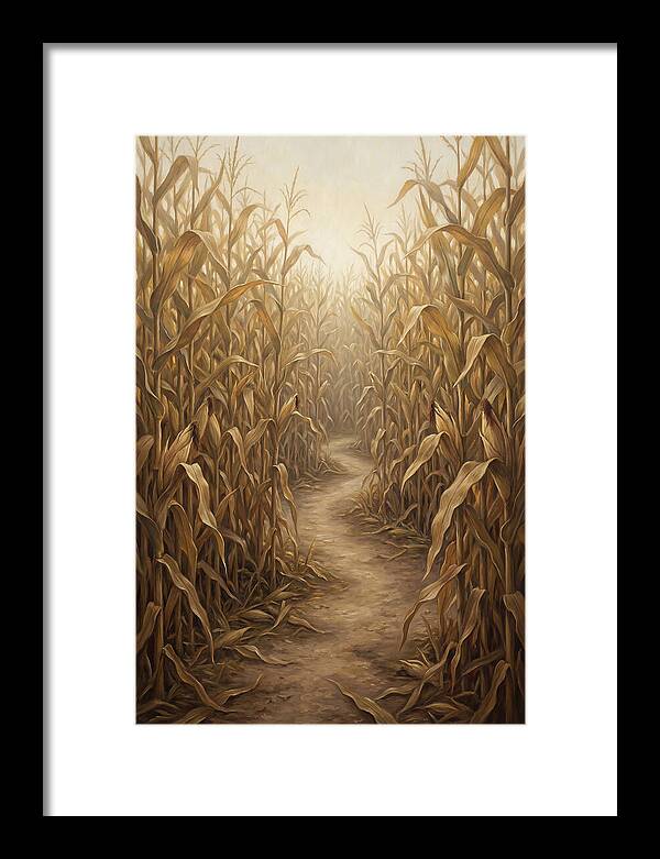 Corn Maze Path Through Tall Stalks