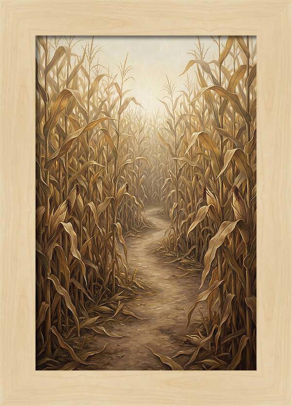 Corn Maze Path Through Tall Stalks