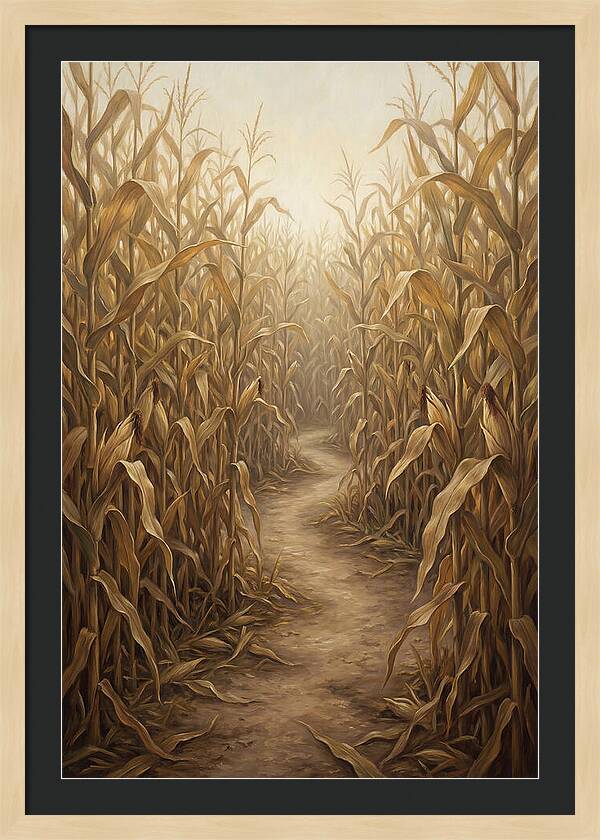 Corn Maze Path Through Tall Stalks
