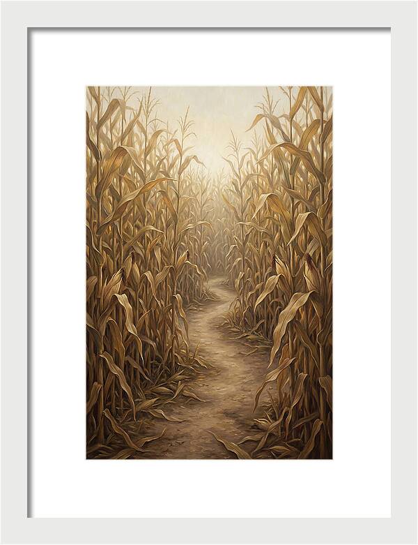 Corn Maze Path Through Tall Stalks