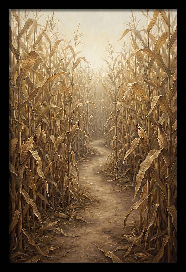 Corn Maze Path Through Tall Stalks