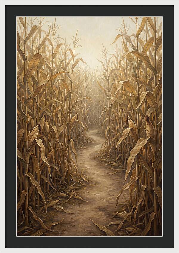 Corn Maze Path Through Tall Stalks