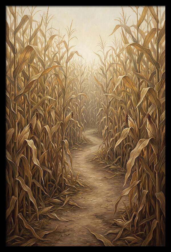 Corn Maze Path Through Tall Stalks