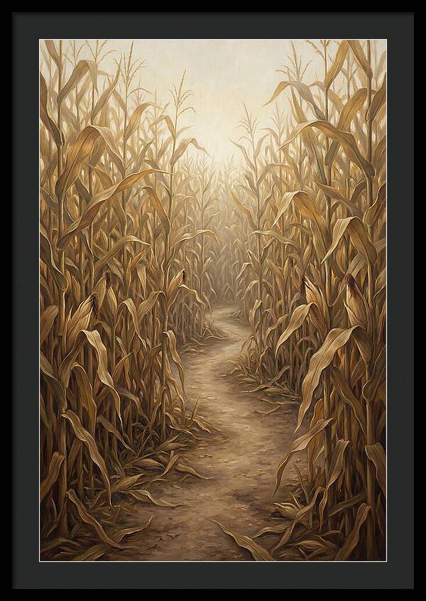 Corn Maze Path Through Tall Stalks