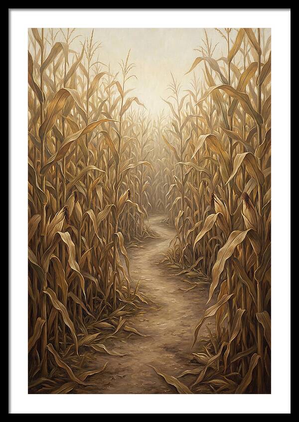 Corn Maze Path Through Tall Stalks