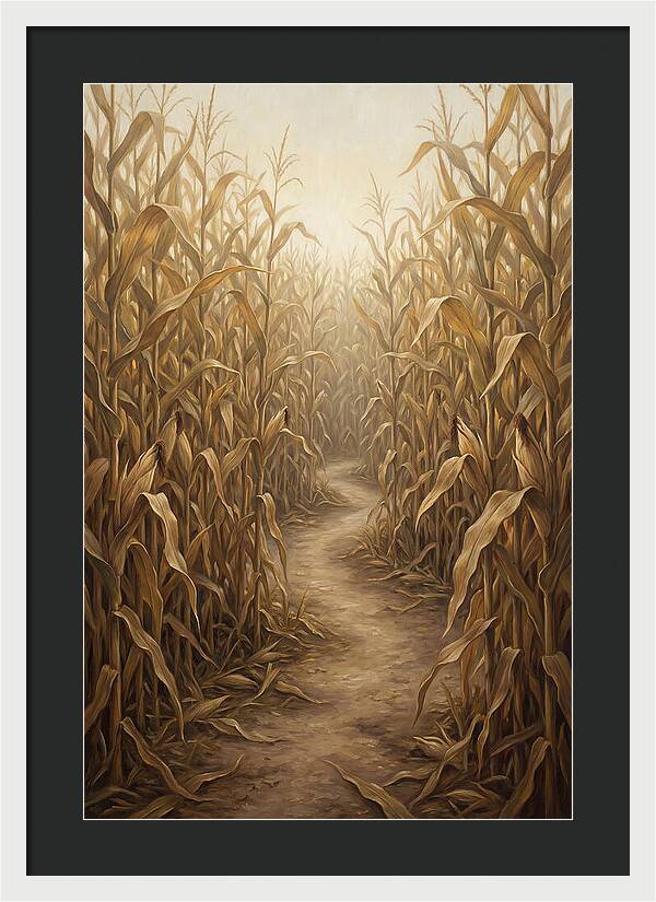 Corn Maze Path Through Tall Stalks