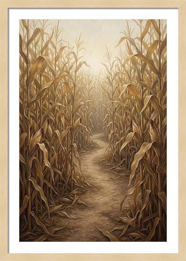 Corn Maze Path Through Tall Stalks