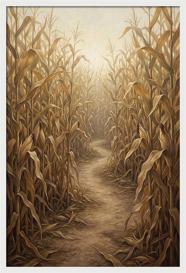Corn Maze Path Through Tall Stalks