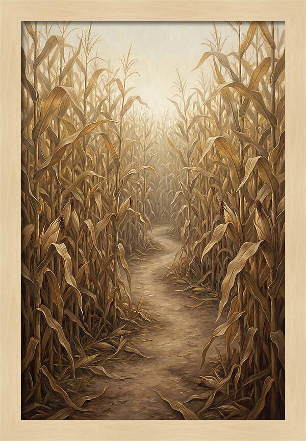 Corn Maze Path Through Tall Stalks