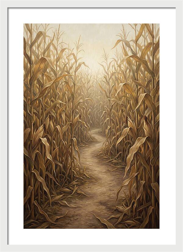 Corn Maze Path Through Tall Stalks