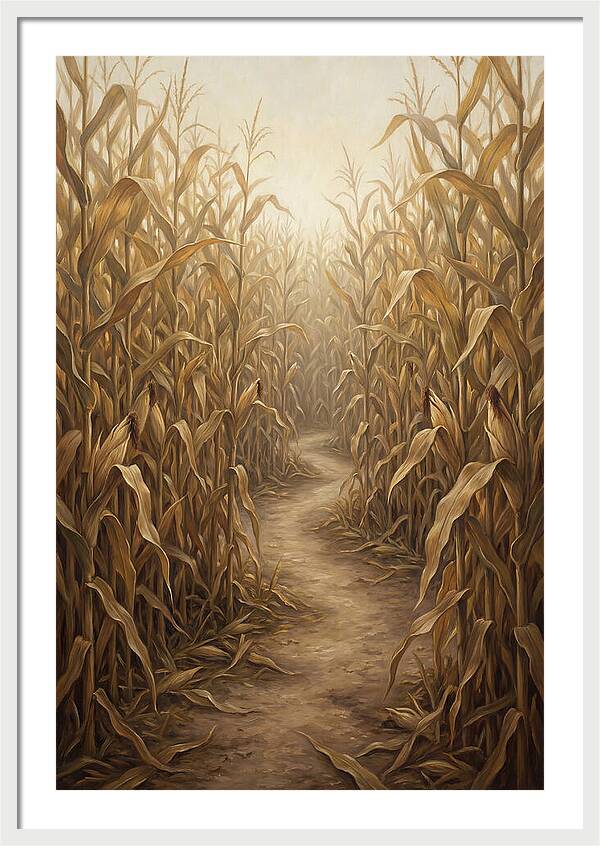 Corn Maze Path Through Tall Stalks