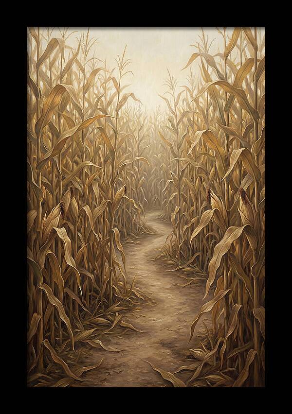 Corn Maze Path Through Tall Stalks