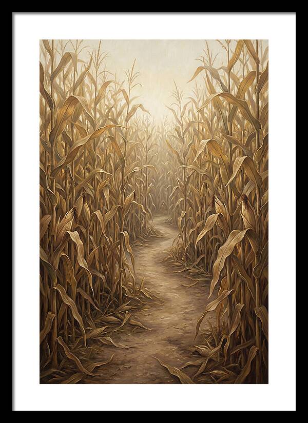 Corn Maze Path Through Tall Stalks
