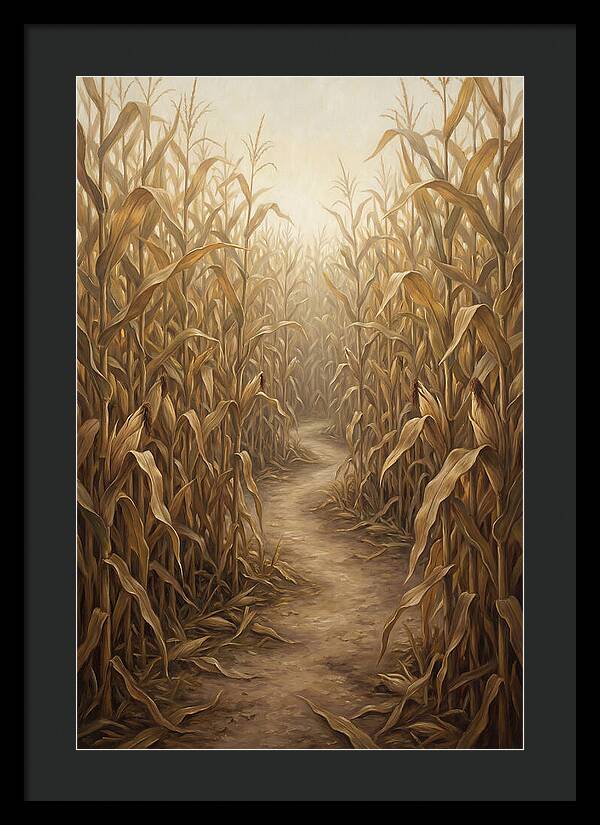 Corn Maze Path Through Tall Stalks