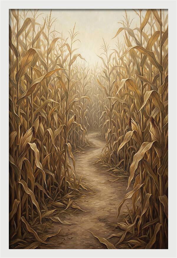 Corn Maze Path Through Tall Stalks