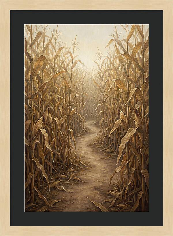 Corn Maze Path Through Tall Stalks