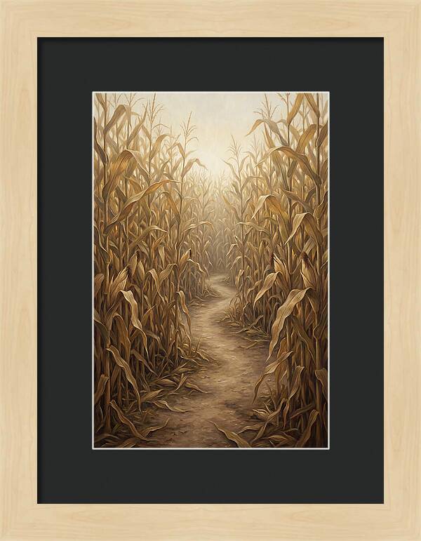 Corn Maze Path Through Tall Stalks