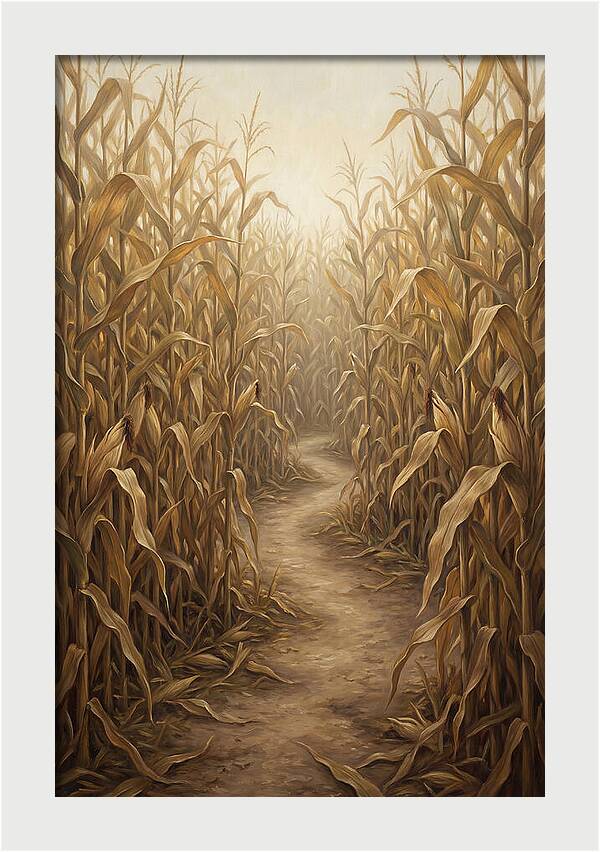 Corn Maze Path Through Tall Stalks