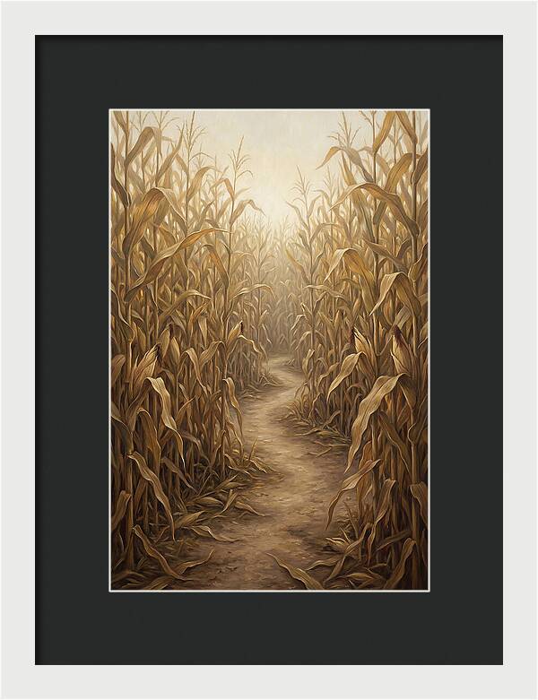 Corn Maze Path Through Tall Stalks